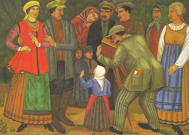 І. Падалка. «Фотограф у селі». 1927. Папір, темпера